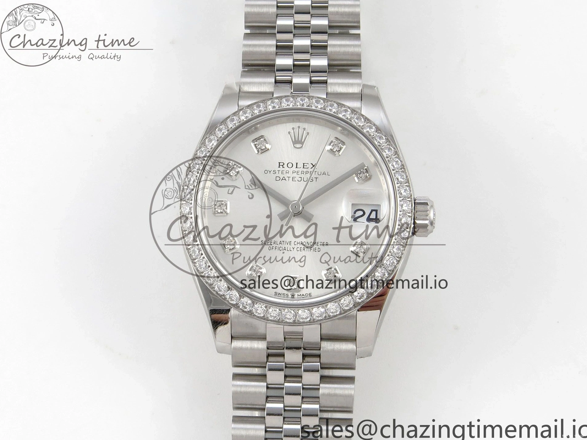 0404 Lightweight DateJust 31 278384RBR THBF 1:1 Best Edition 904L Steel Silver Diamonds Dial Diamonds Bezel on SS Oyster Bracelet HZ Cal. 22